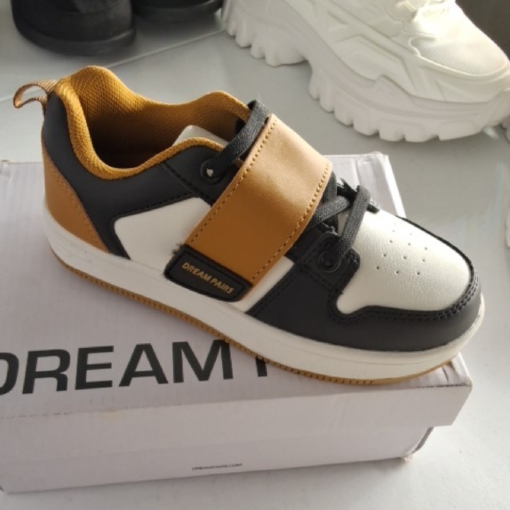 Dream Pairs Kids Sneakers - White, Black & Mustard